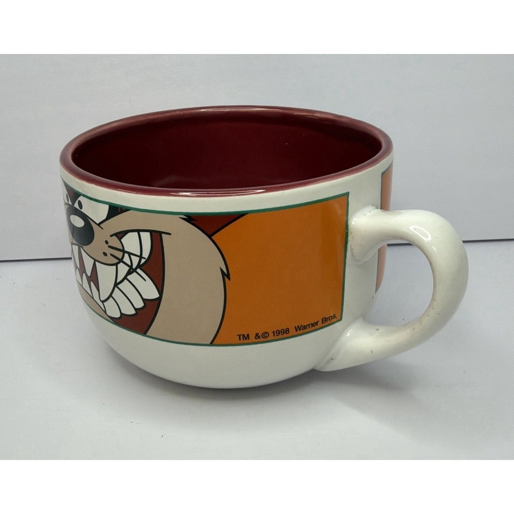 Vintage 1998 Warner Bros Taz Tasmanian Devil Soup Mug Extra Large Ceramic Cup